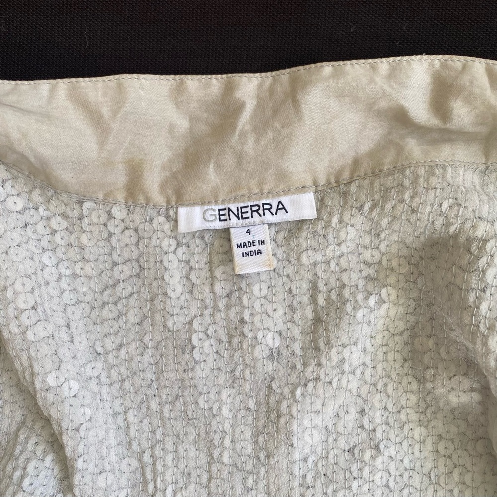 Generra Silver Sequin Cropped Jacket Top Y2k - image 8